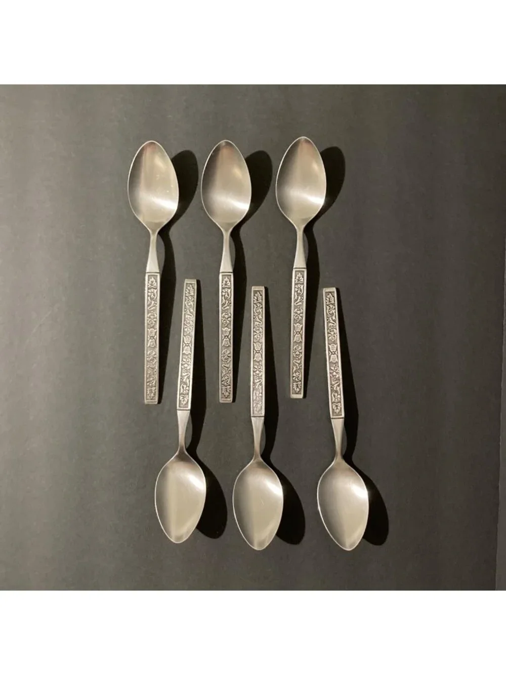 Vintage MCM La Costa Pattern Stainless Steel Teaspoons By Stanley Roberts Lot Of